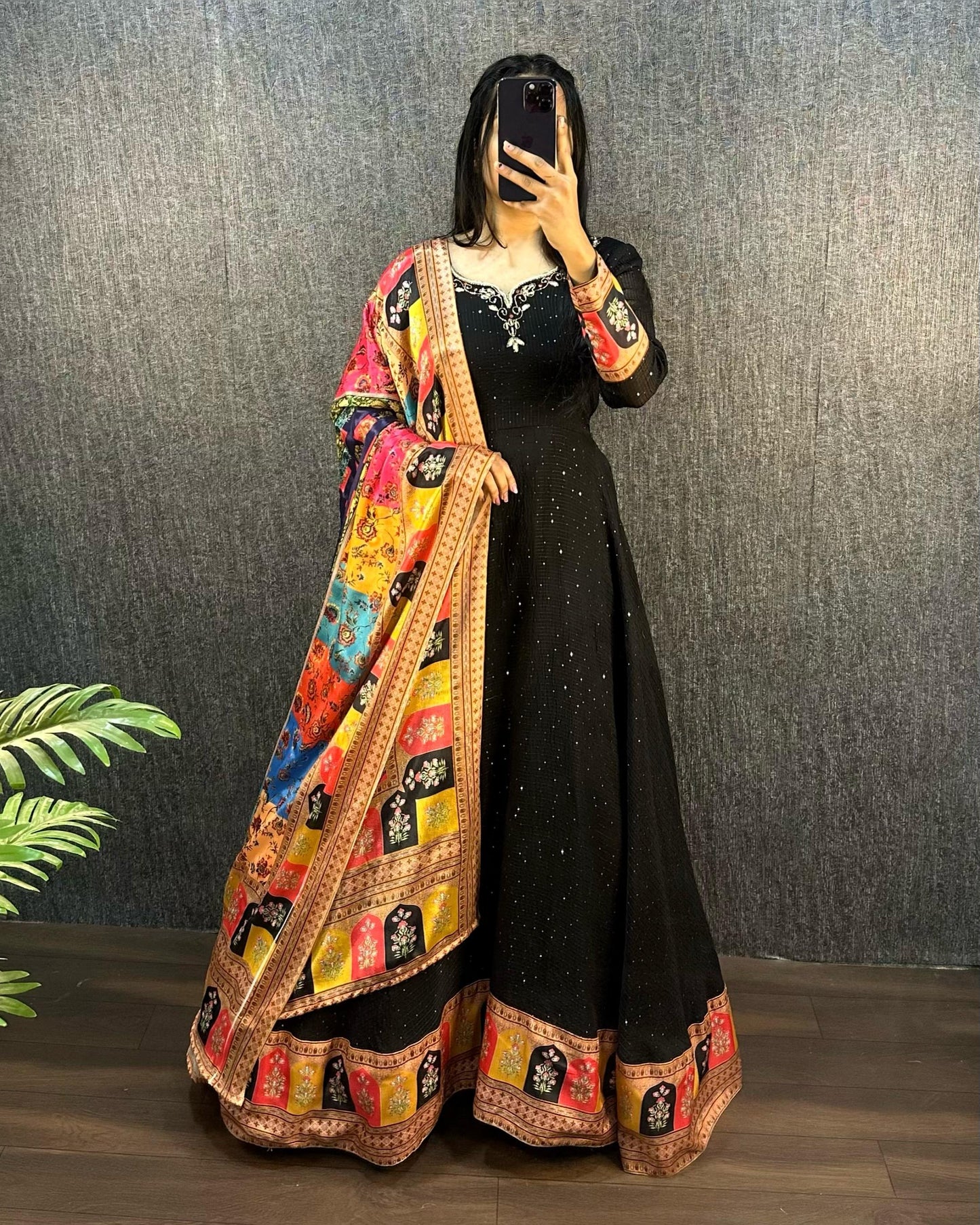 Black Bhavani Gown With Dupatta