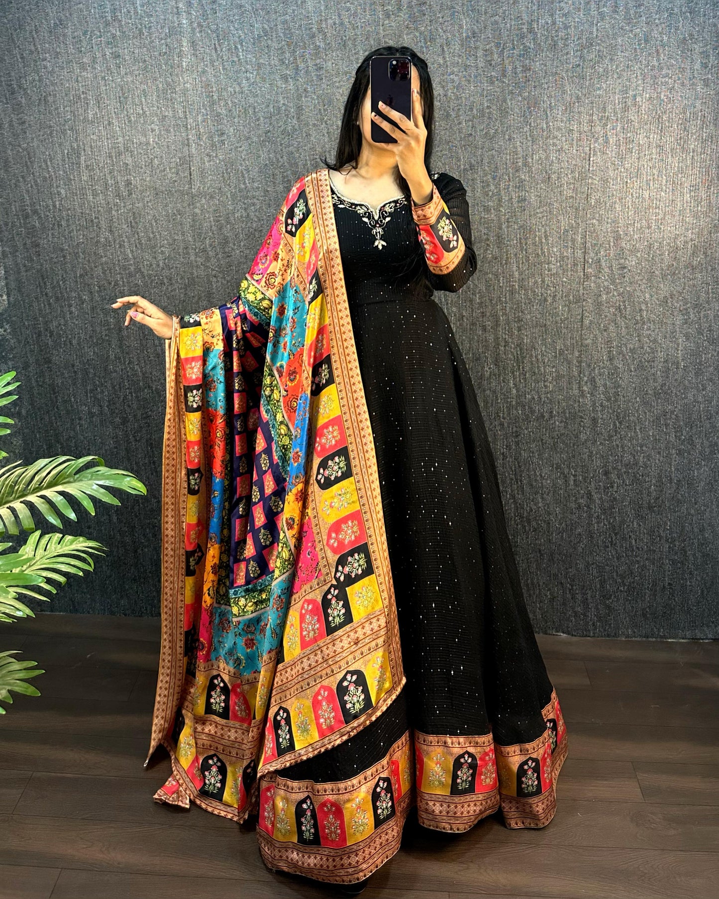 Black Bhavani Gown With Dupatta