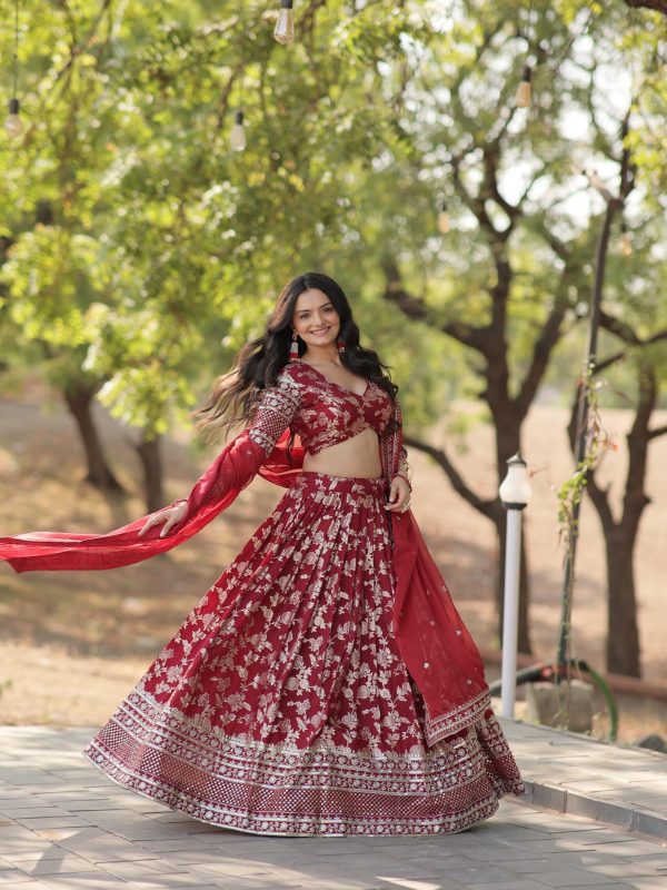 Viscose Embroidered Lehenga Choli & Dupatta Set