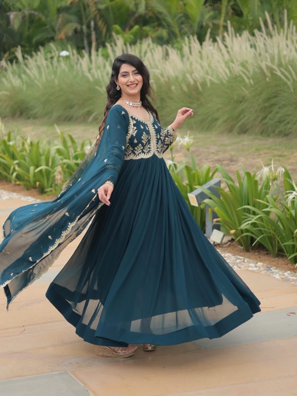 western and Indian Gown With Dupatta