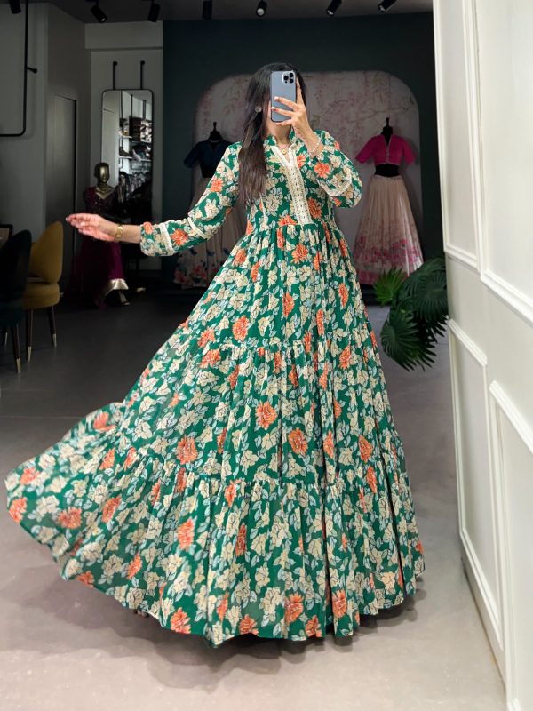 Triple-Layer Floral Gown